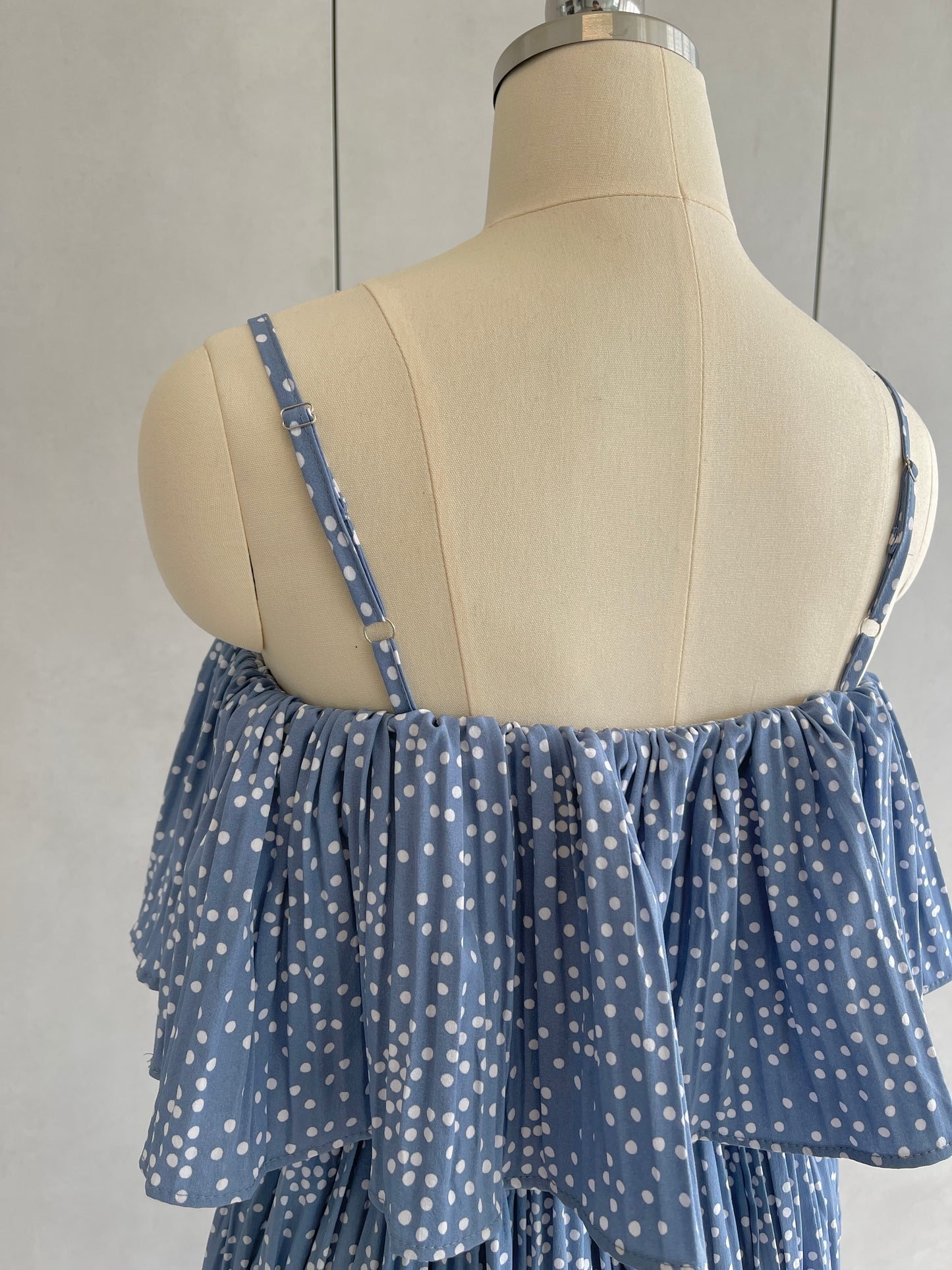 OVERLAY  POLKA DOT  DRESS IN BLUE