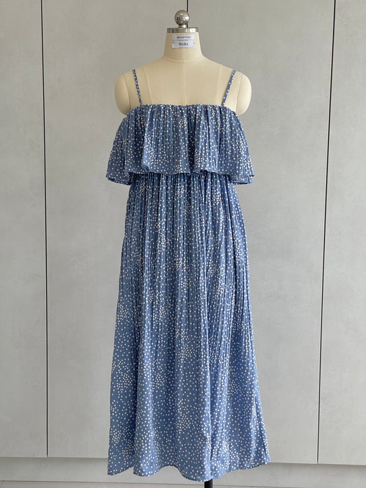 OVERLAY  POLKA DOT  DRESS IN BLUE