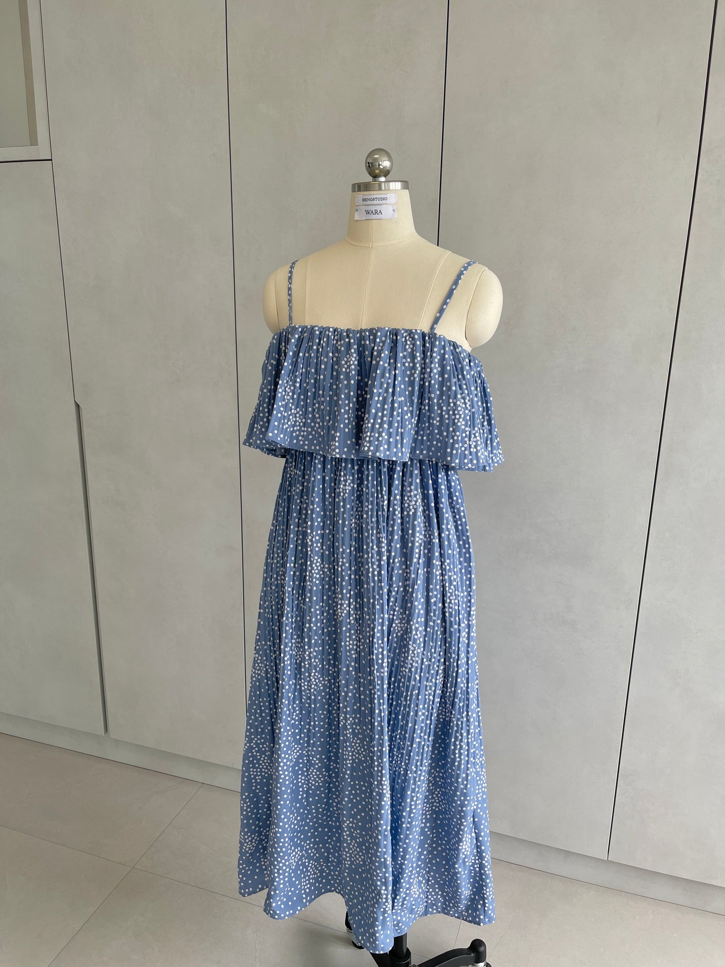 OVERLAY  POLKA DOT  DRESS IN BLUE