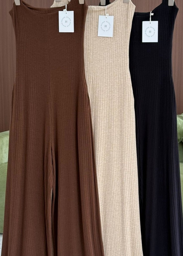 HL 6025 Ribbed Cotton Sleeveless Jumpsuit