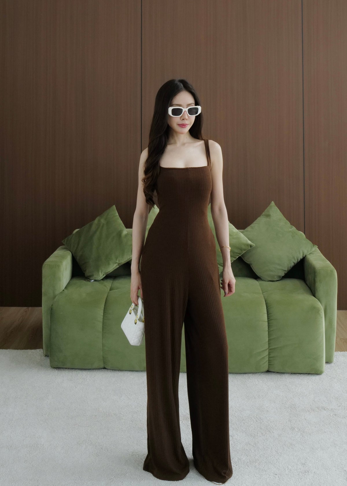 HL 6025 Ribbed Cotton Sleeveless Jumpsuit
