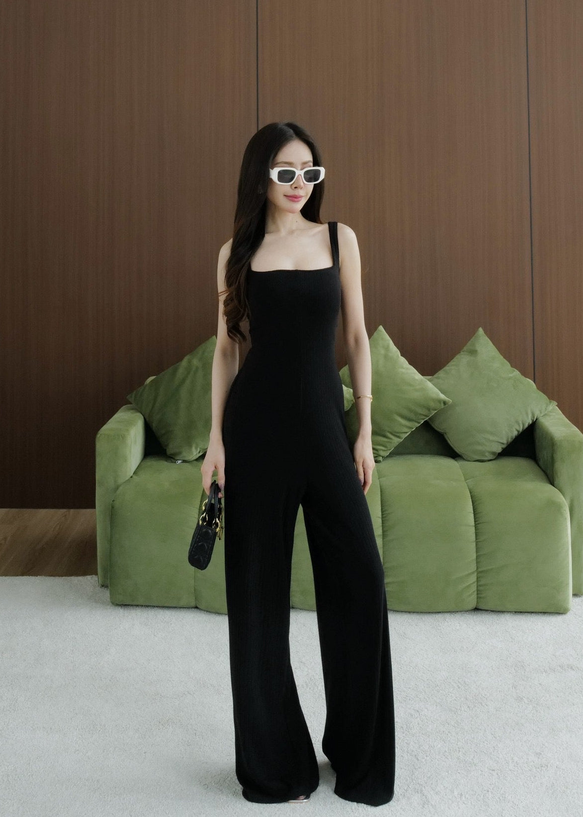 HL 6025 Ribbed Cotton Sleeveless Jumpsuit