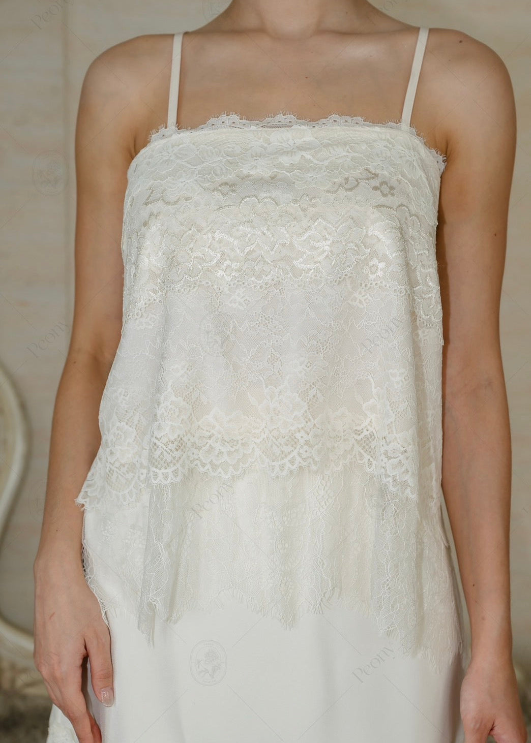 PON Lace Trimmed Tie-Back Camisole Set In Cream (PRE-ORDER)