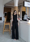 5195 Sleeveless Round Neck Set in Black
