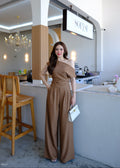 5237 Off Shoulder Set In Brown