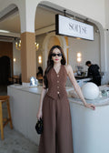 9791 Halter Neck Set In Brown