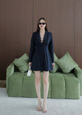 9827 Blazer Style Mini Dress In Dark Blue