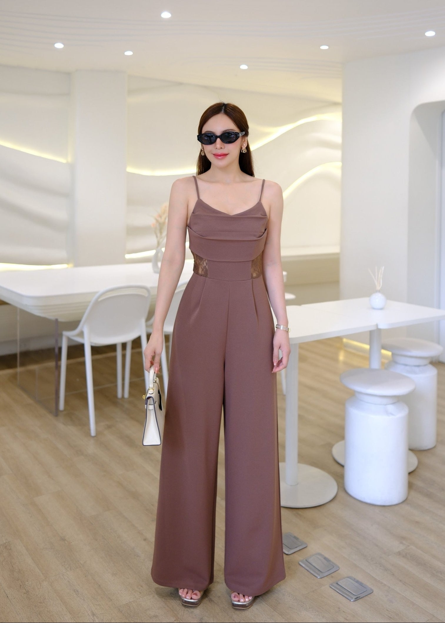 5322 Lace Jumpsuit In Brown