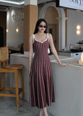 ITO 6808 Knit Dress In Maroon (White Stripe)