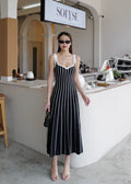 ITO 6808 Knit Dress In Black (White Stripe)