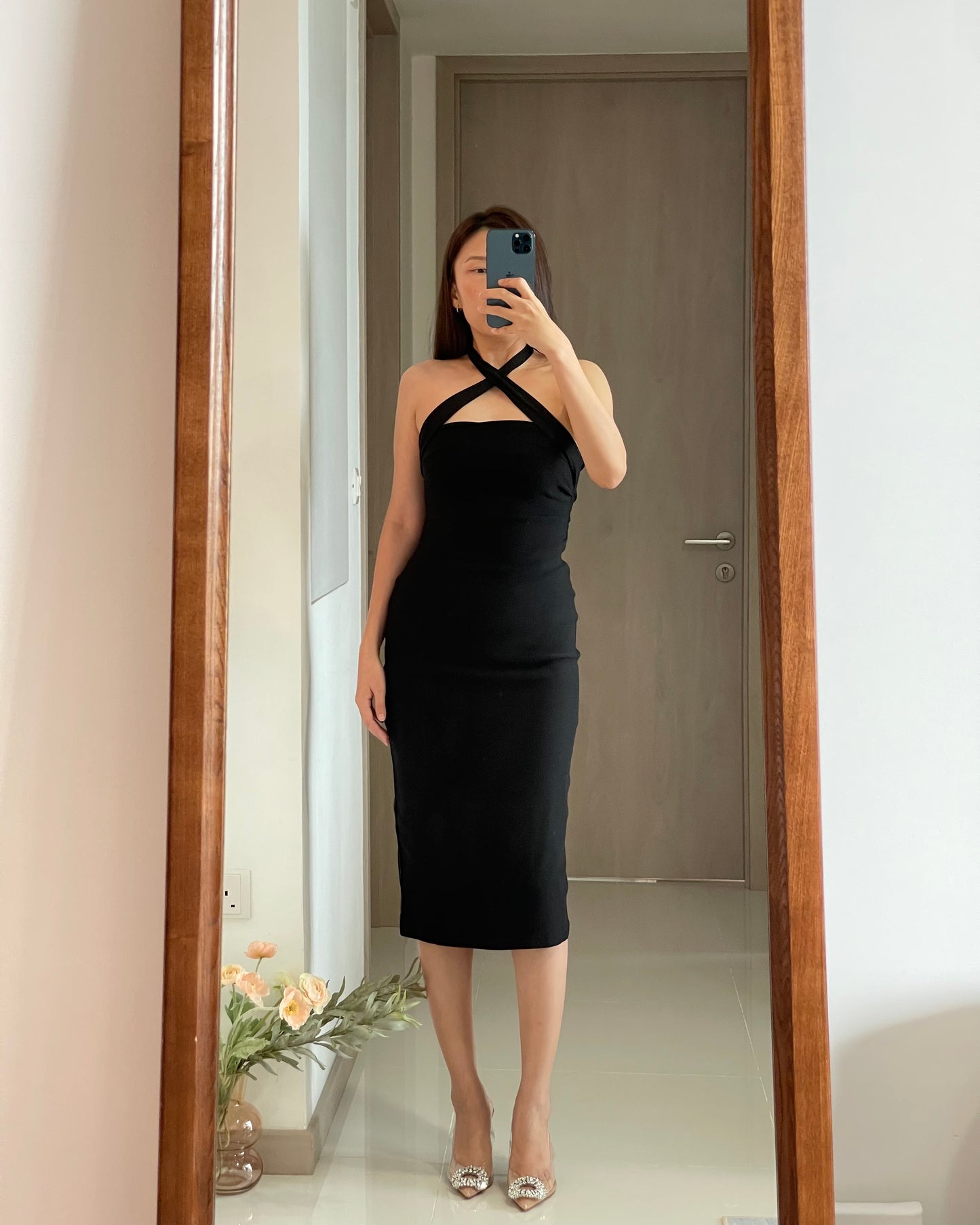 MILEY BODYCON MIDI DRESS IN BLACK