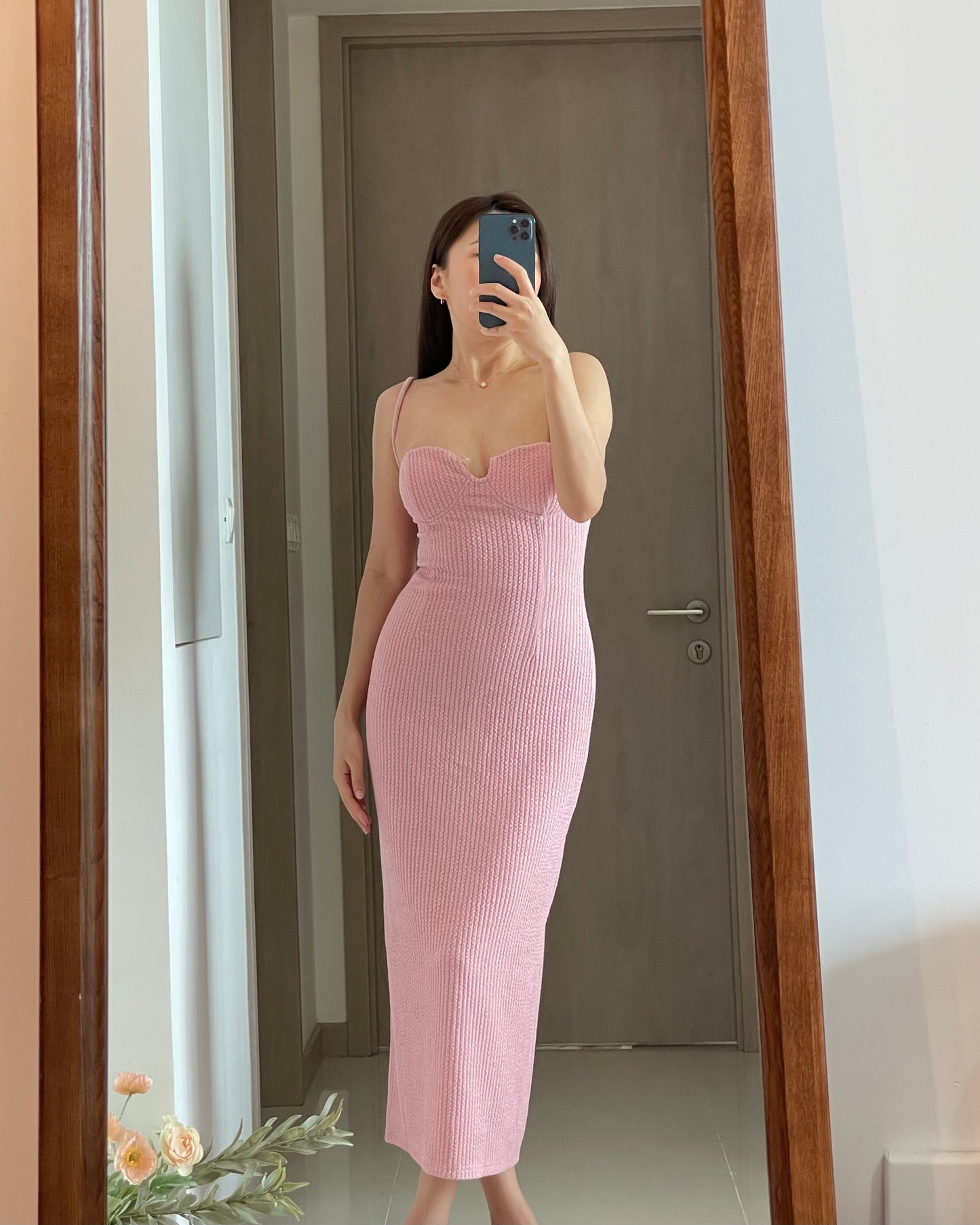 JORY PADDED DRESS IN PINK