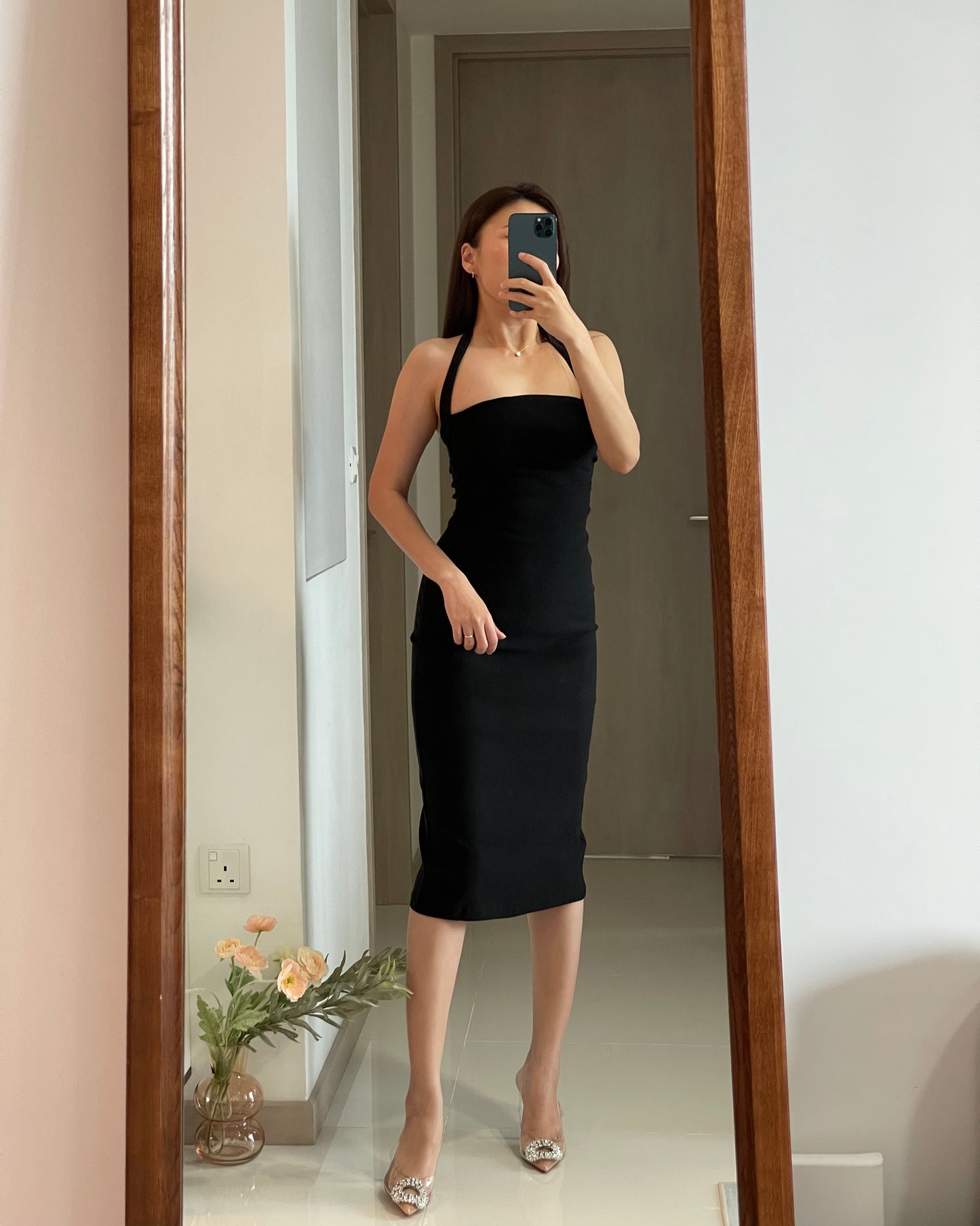 MILEY BODYCON MIDI DRESS IN BLACK