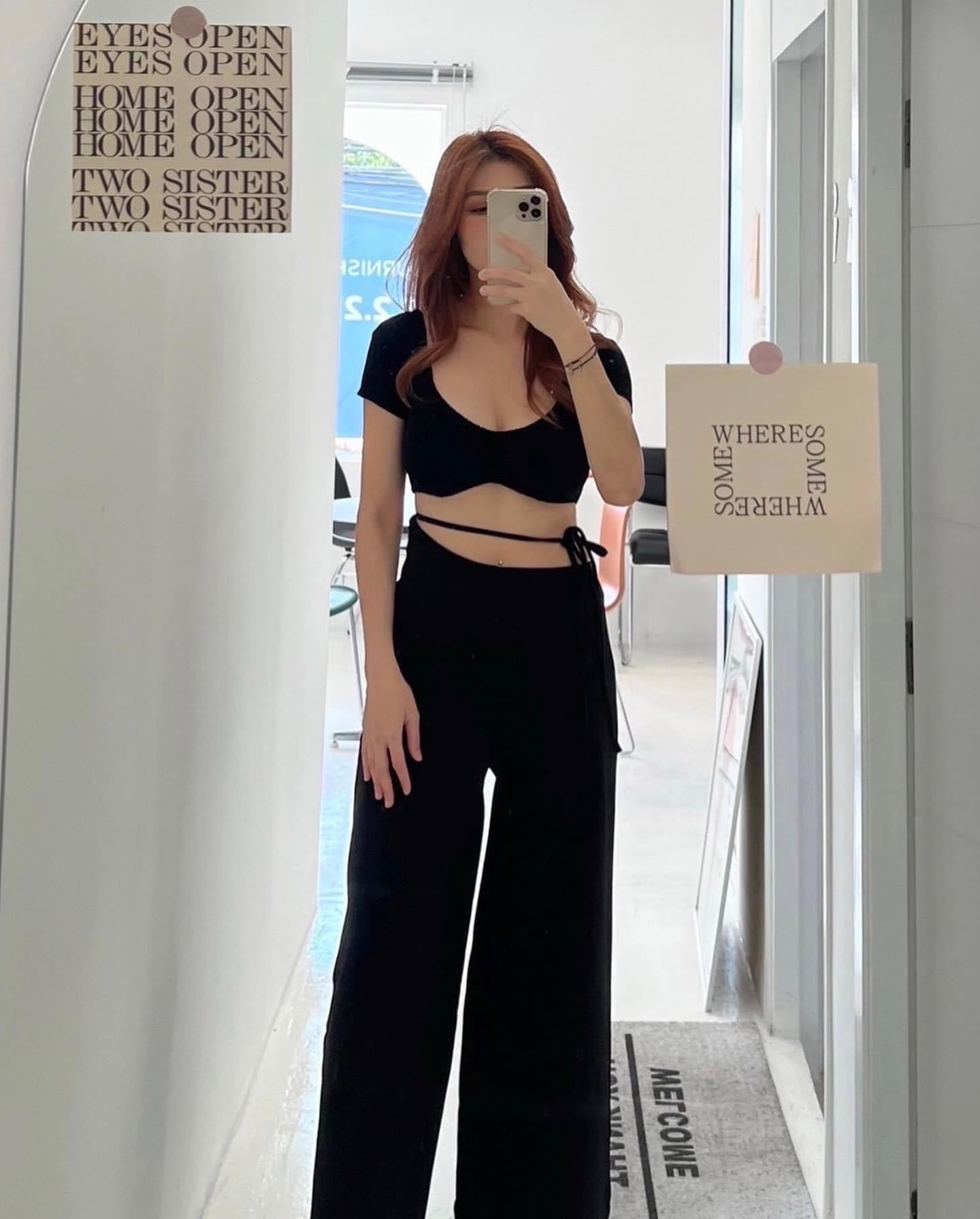 SIDE TIE PANTS IN BLACK