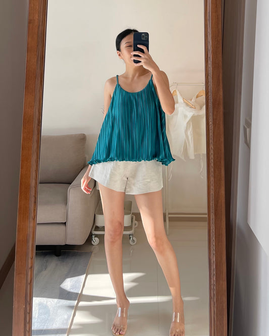 BASIC PLEATED TOP IN BLUE OCEAN