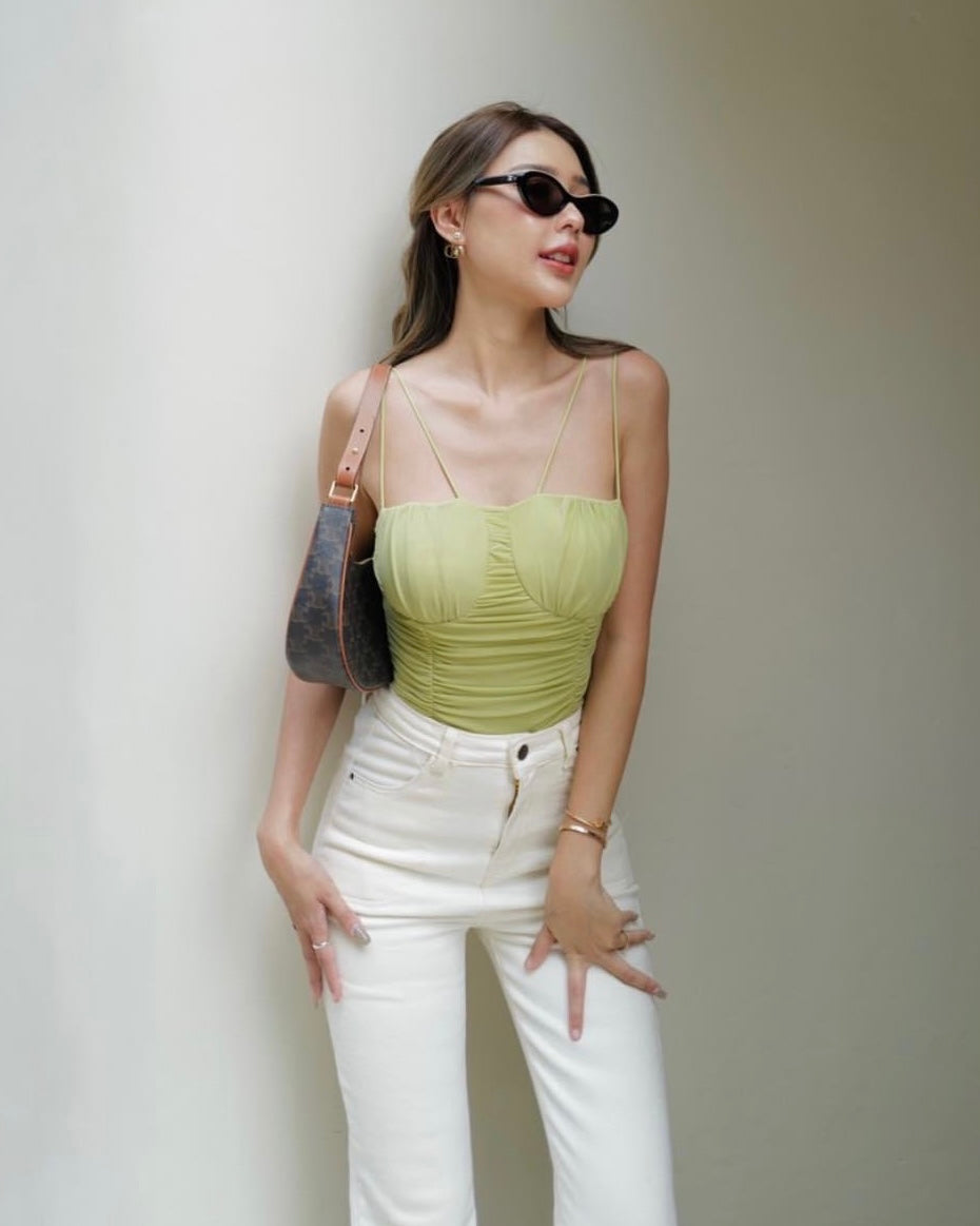 SWEETHEART SPAGHETTI STRAP TOP IN GREEN