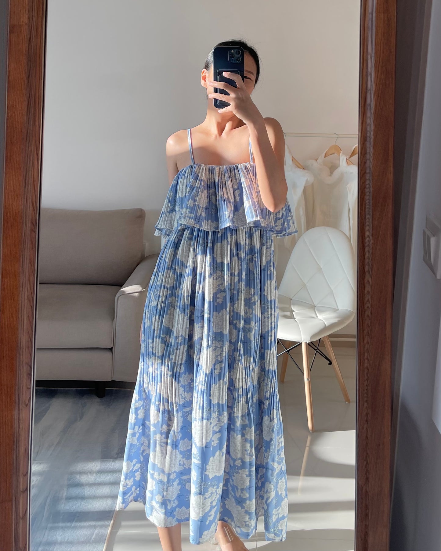 OVERLAY FLORAL DRESS IN BLUE