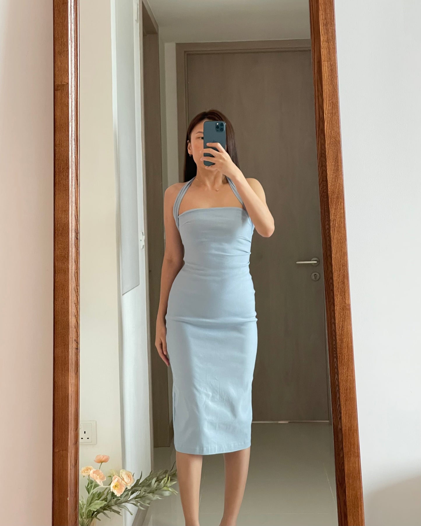 MILEY BODYCON MIDI DRESS IN BLUE